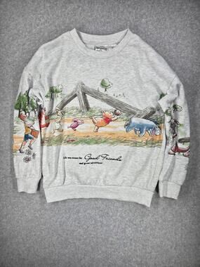 Disney Winnie the Pooh Vintage Style Sweatshirt XS Heather Gray Disney cozy fall